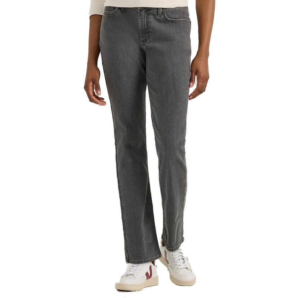 Lee Legendary Style Straight Leg Jeans Womens 16 Gray Stretch NEW